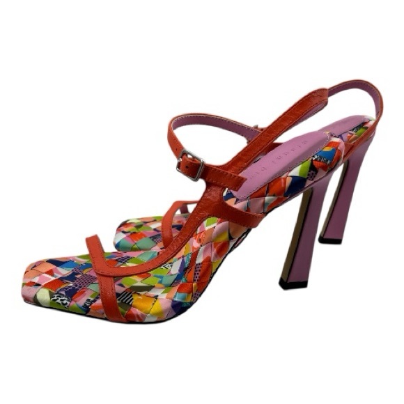 Gianni Bini Fionah Leather Multi color Strap Dress Heels Size 7.5 - Picture 3 of 8
